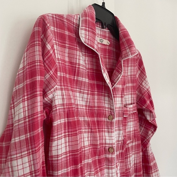 Ugg Button Down Pajama Top Pink Plaid Size S - Picture 4 of 11
